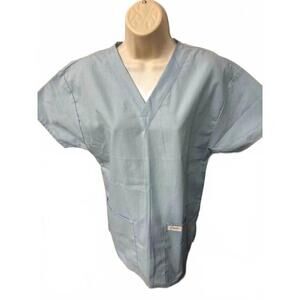 CREST WOMENS‎ SCRUB TOP SMALL LIGHT BLUE SOLID